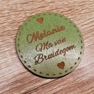 Wedding Badges with Engraved Hearts