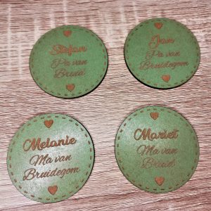 Alternative view of Wedding Badges with Engraved Hearts