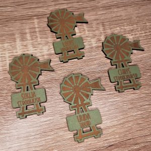 Alternative view of Wedding Badges in Windpomp Shape