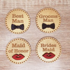 Alternative view of Wedding Badges with 3D Shapes
