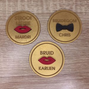 Alternative view of Wedding Badges with 3D Shapes