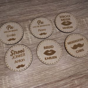 Alternative view of Wedding Badges with Dashed Border