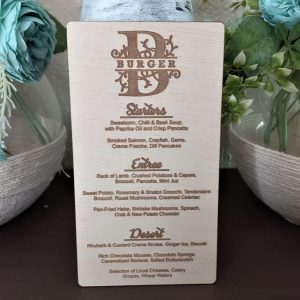 Table Menus with Engraved Monogram