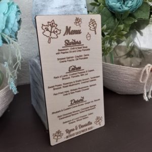 Alternative view of Table Menus with Autumn Leaves