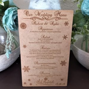 Table Menus with Winter Wonderland Design