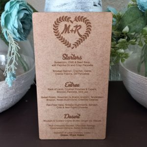 Table Menus with Heart Wreath