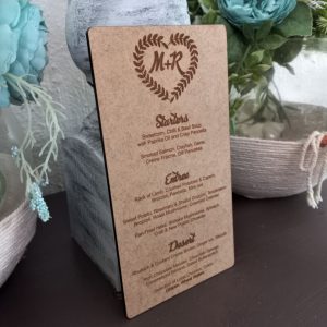 Alternative view of Table Menus with Heart Wreath