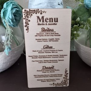 Table Menus with Floral Corner Pattern