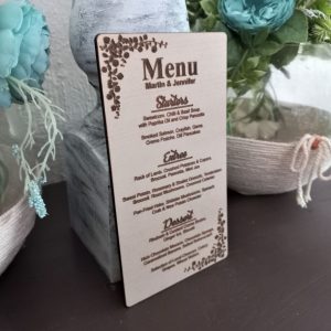 Alternative view of Table Menus with Floral Corner Pattern