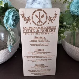 Table Menus with Floral & Cutlery