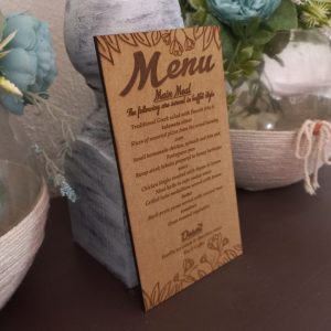 Alternative view of Table Menus with Flower Pattern