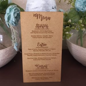 Table Menus with Simple Engraving