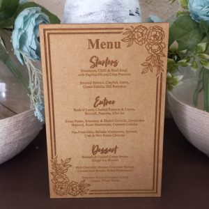 Table Menus with Floral Frame