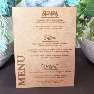 Table Menus with Simple Engraved Design