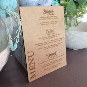 Alternative view of Table Menus with Simple Engraved Design