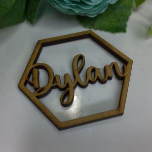 Place Cards with Name & Hexagon Cut-Out
