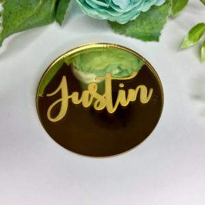 Place Cards with Name on Mirror Round Disc